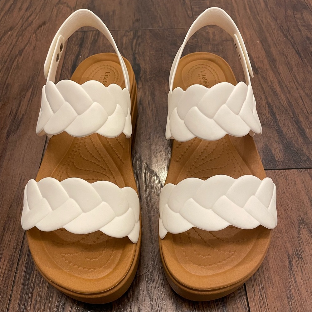 White Braided Wedge Sandals - CROCS